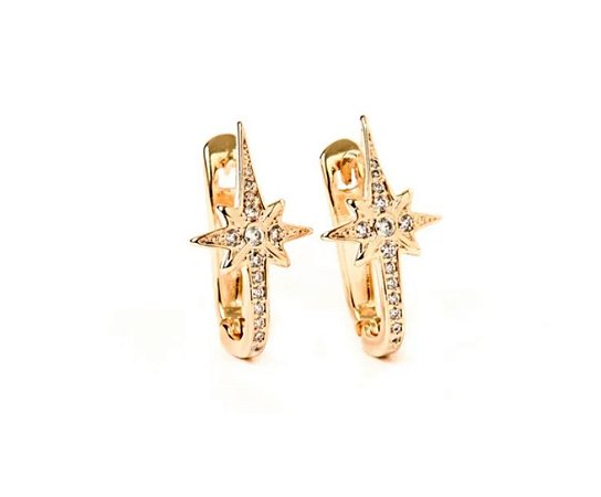 Brincos argola estrela cravejado zircônias cristal