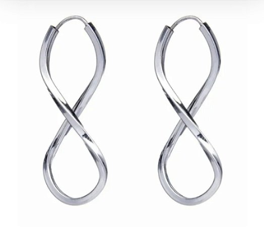 Brincos argola torcida infinito em prata 925