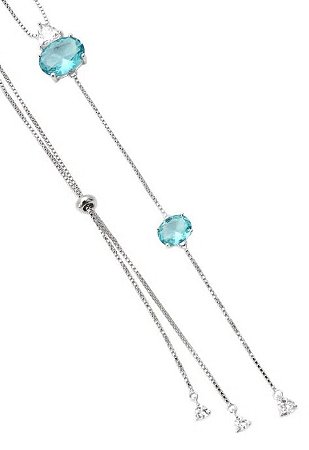 Colar gravatinha regulável com cristais topázio