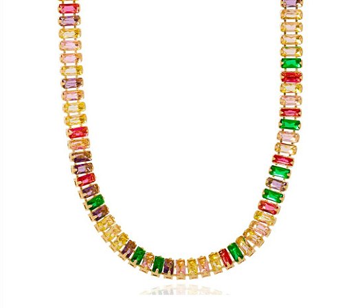 Colar choker baguetes color