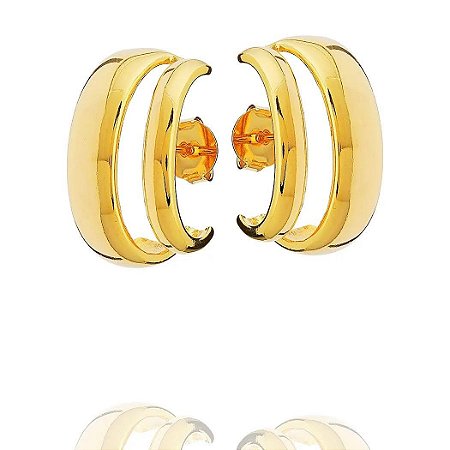 Brincos ear hook com duas linhas lisas