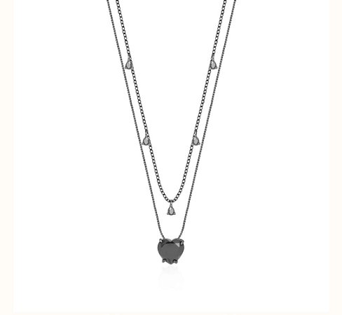 Colar duplo com pingente de coração