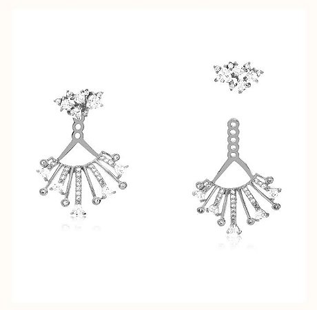 Brincos ear jacket sol com zircônias cristal