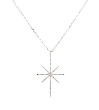 Colar com pingente de estrela 8 pontas cravejada com zircônias cristal