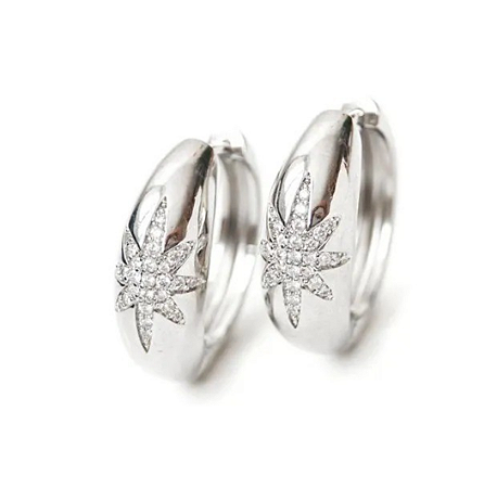 Brincos argola com estrela frontal cravejada com zircônias cristal