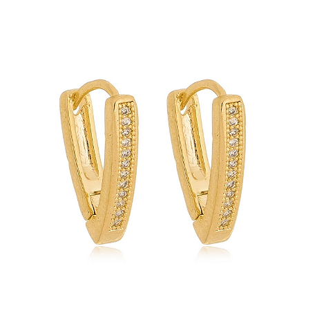 Brincos argola v cravejados com zircônias cristal