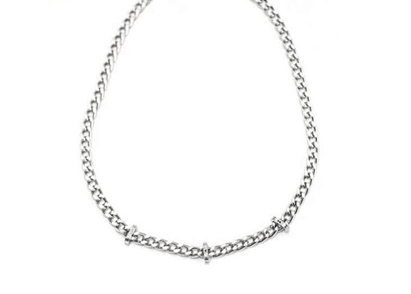 Colar corrente detalhes cravejados com zircônias cristal