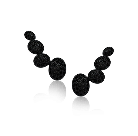 Brincos ear cuff quatro bolinhas cravejadas com zircônias negras