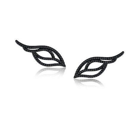Brincos ear cuff linhas cravejadas com zircônias negras