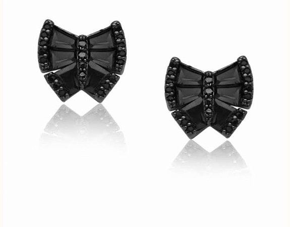 Brincos pino borboleta P cravejados com zircônias baguete negras