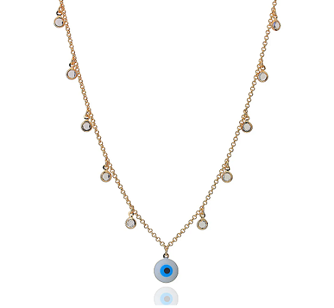 Colar olho grego com pingentinhos de zircônias cristal