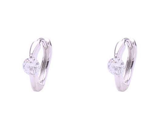 Brincos argolinhas com zircônia redonda cristal frontal