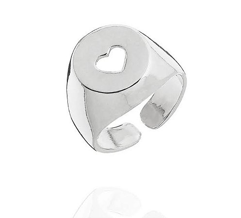 Anel dedinho regulável liso coração vazado