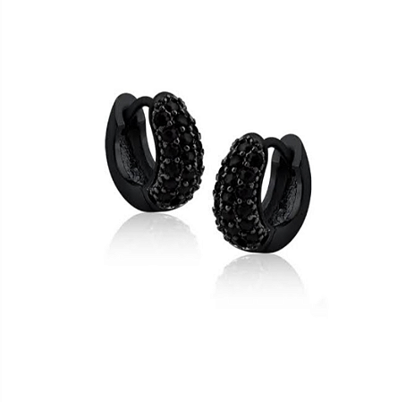 Brincos argolinha P cravejada com zircônias negras