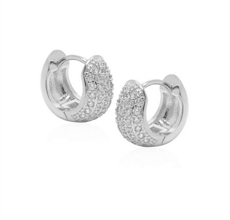 Brincos argolinha M cravejada com zircônias cristal