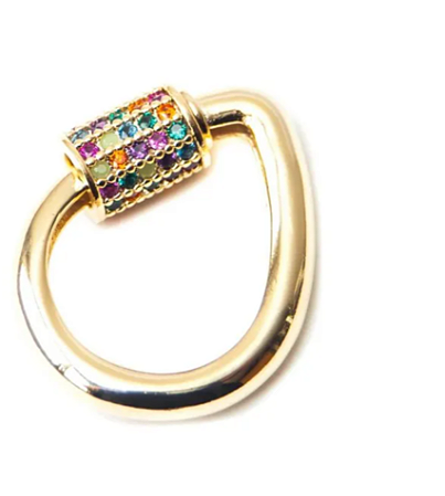 Pingente gota com lock cravejado com zircônias cristal