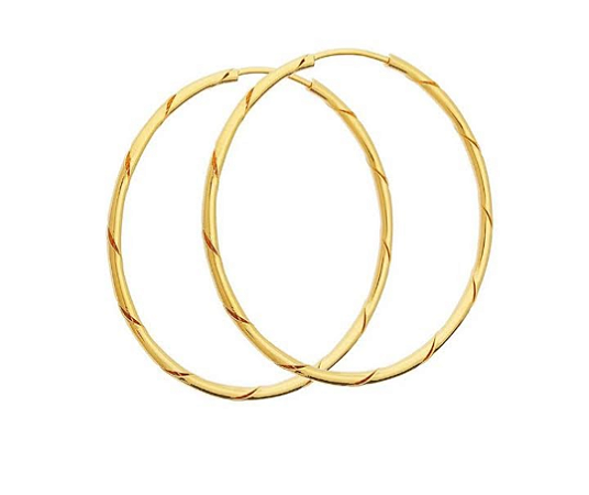 Brincos argola torcida 40 mm fecho passante