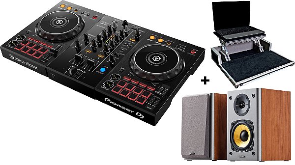 KIT DJ Controlador Pioneer DDJ 400 + Caixas Edifier R1000T4 Madeira + Case Para Transporte