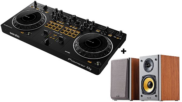 KIT DJ Controlador Pioneer DDJ-REV1 + Caixas Edifier R1000T4 Madeira