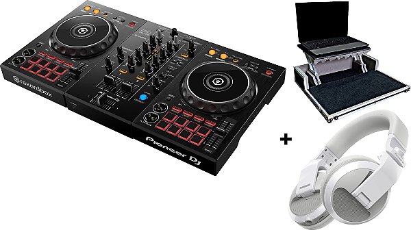 KIT DJ Controlador Pioneer DDJ 400 + Fone Pioneer HDJ X5 BT Branco + Case Para Transporte