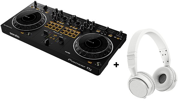 Kit Controlador Pioneer DJ DDJ-REV1 Com 2 Canais + Fone de Ouvido Pioneer HDJ S7 Branco