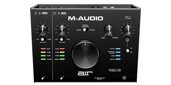 Interface de áudio M-AUDIO AIR 192/8 MIDI de 2 entradas/4 saídas 24/192