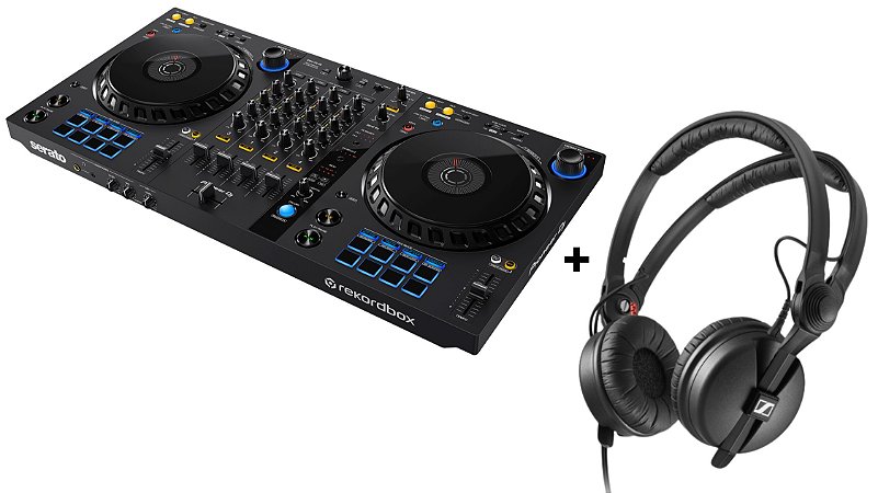 KIT DJ Controlador Pioneer 4 Canais DDJ FLX6 + Fone Sennheiser HD25 Plus para DJs