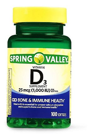 Vitamina D3 25 mg - 1000 iu 100 Capsulas - SD Importados: Produtos  Importados e Originais