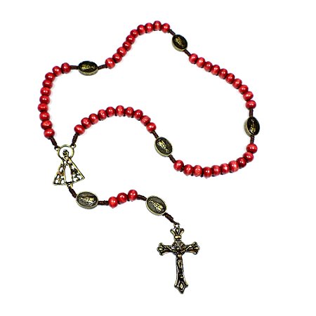 Terço Nossa Senhora Aparecida Madeira Vermelha