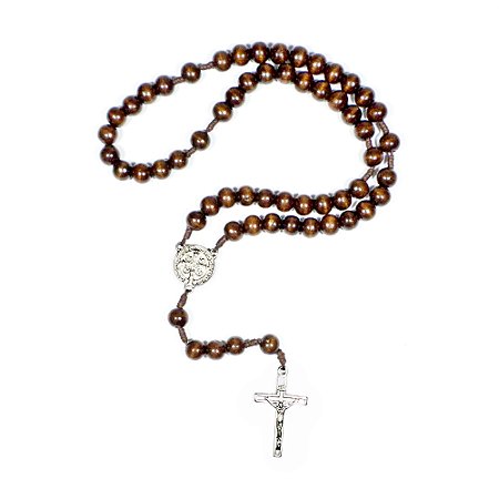 Terço Cruz Sagrada de São Bento Madeira Marrom