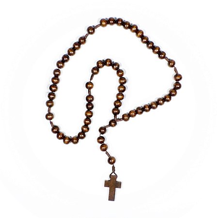 Terço Tradicional Simples Madeira Marrom