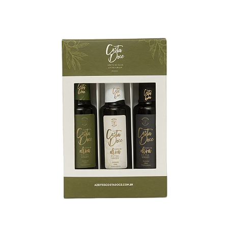 Azeite de Oliva Costa Doce - Caixa de Presente 3 garrafas de 100ml.