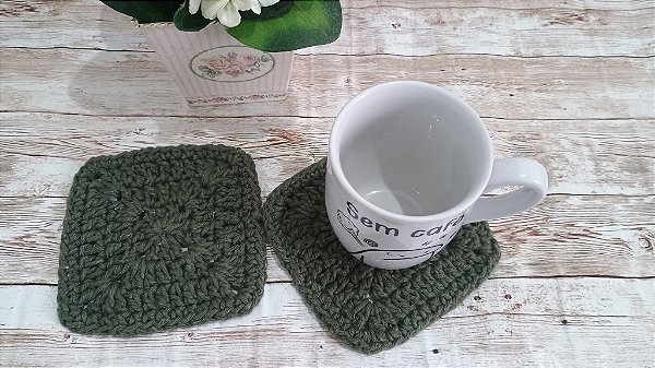 Descanso de copo verde militar( 2 peças)