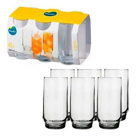 Jogo De Copos Cylinder 6 Peças 300Ml Nadir - Vidro