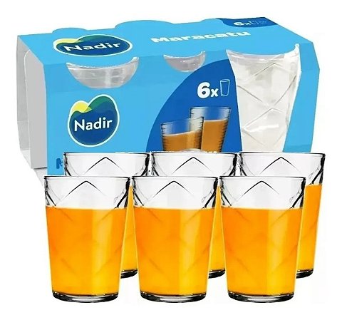 Jogo 6 Copo Batuque Vidro Nadir 265ml Suco Agua Drink Café - Nadir Figueredo