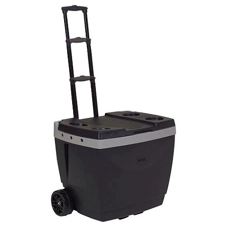 Caixa Térmica Cooler Mor 42 Litros Preta Com Rodas E Alça