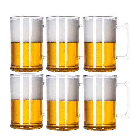 Caneca Acrílica de Chopp Transparente  400ml  Kit c/ 12 Un