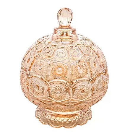 Potiche c/pe de cristal sun âmbar lyor