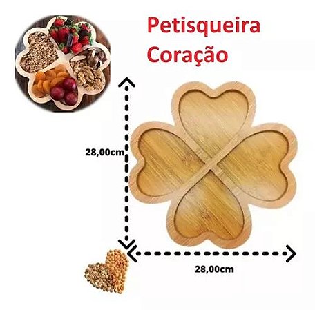 Petisqueira Com Divisória Coração Prato Petiscos