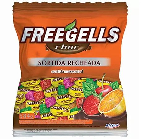Bala Freegells Choc Sortida Recheada Chocolate 584g Riclan