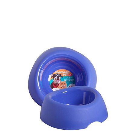 Comedouro De Pet Plástico Resistente 1,8L Azul Plasmont