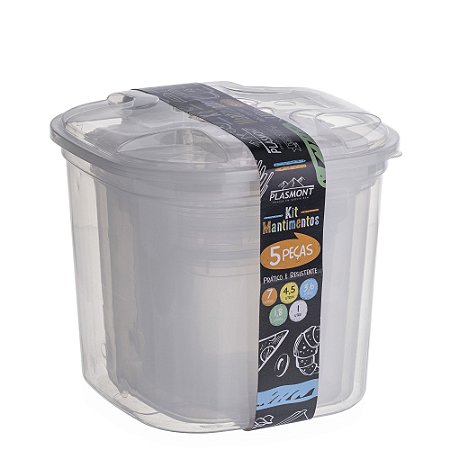 Conjunto Mantimento C/5 Pçs Transparente Plasmont