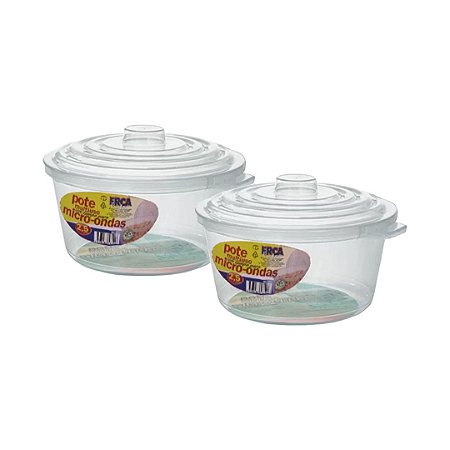 Pote Multiuso Transparente C/ Tampa P/ Micro-ondas 2,5 L Erca Plast Fardo C/12
