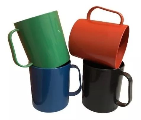 Caneca Colorida Branca Plástica Escolar 400ML 1 Un