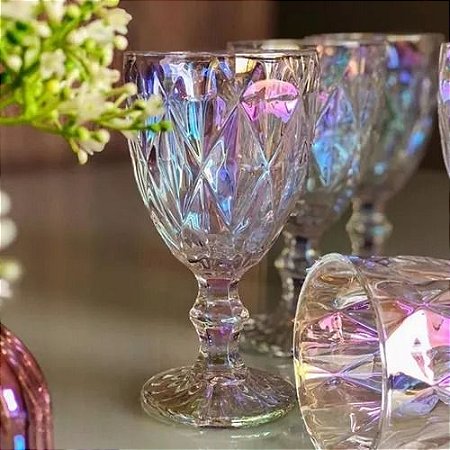 Jogo 6 Taças Diamante Furta Cor Água Vinho 340ml