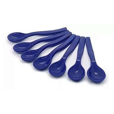 Colher Escolar Azul Em Material PP Merenda Lanches