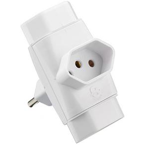 Kit 100 Adaptador Tomada Benjamin 3 Saídas Pino Multiplicador 250V 10A 2P+T - Branco