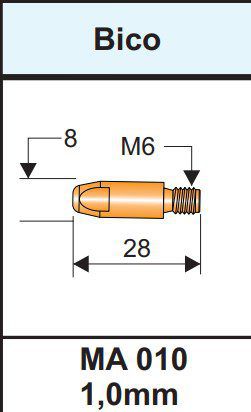 Bico Contato 0,8 X 28Mm M6 Ma010 Oximig