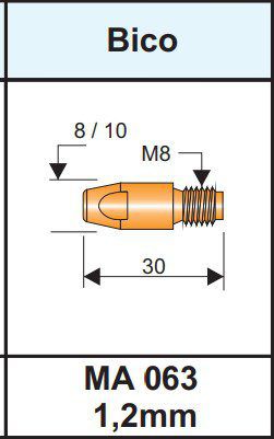 Bico Contato 1,2 X 30Mm M8 Ma063 Oximig