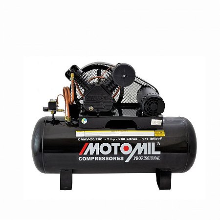 Compressor 20 200Lts Motomil 175Lbs Preto 5Hp